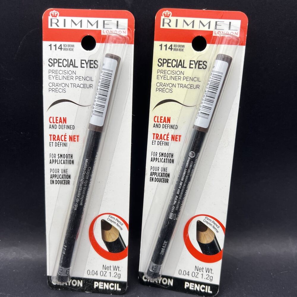 (2) RIMMEL SPECIAL EYES PRECISION EYE LINER PENCILS RICH BROWN 114 SEALED BOX